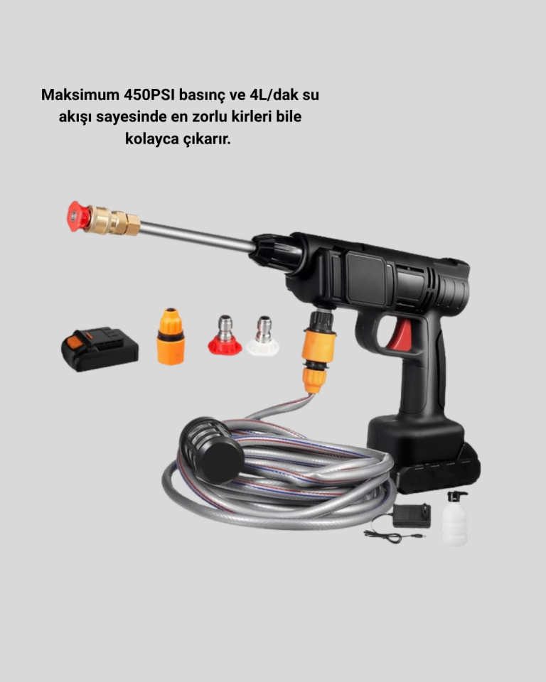 YamanHobi 48V Çift Bataryalı Akülü Basınçlı Yıkama Makinesi Köpük Hazneli