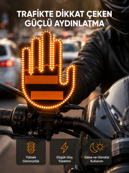 176 LED’li Amber Trafik Uyumlu Sinyal Işığı – El Hareketiyle Kontrol - Lisinya