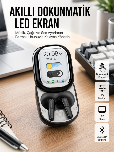 ENC Destekli Bluetooth 5.4 Kulaklık – EQ Ayarlı, Akıllı Kutulu