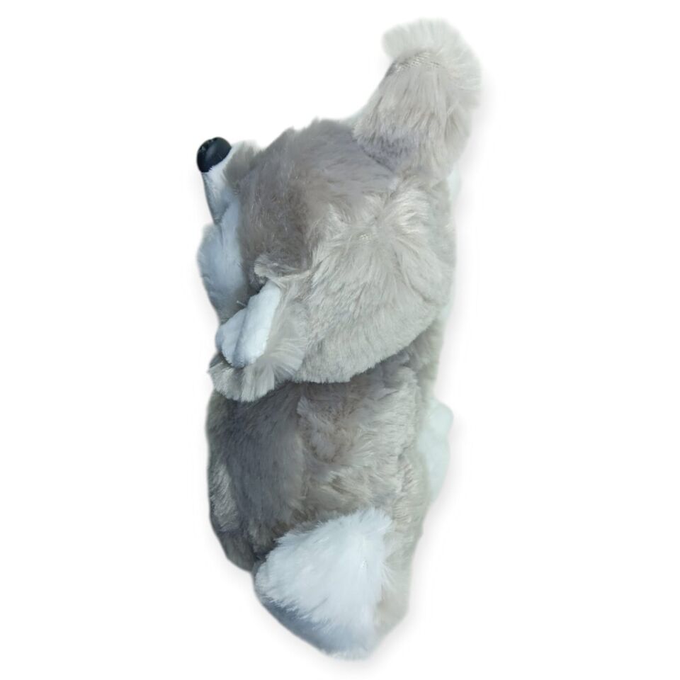 Sesli Peluş Yatan Köpek 25 cm - Gri (Lisinya)