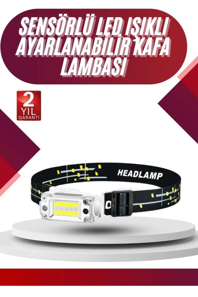 Yüksek Işıklı Şarjlı ve Sensörlü LED Kafa Lambası Kamp Lambası - Lisinya