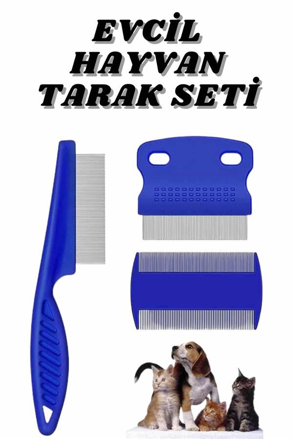 Evcil Hayvan Bit Tarağı Seti Paslanmaz Çelik Bıçaklı 4'lü Set - Lisinya