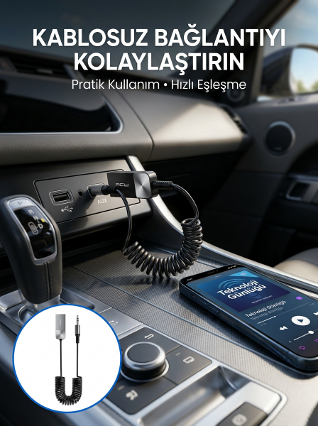 AUX Girişli Cihazlar İçin Kablosuz Bluetooth Adaptörü