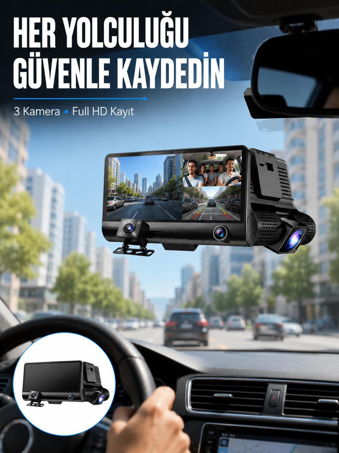 Çift ve Üçlü Lens Seçeneği ile Tüm Açılardan Kayıt Yapan Araç Kamerası Yeni Nesil - Lisinya
