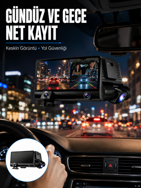 Çift Lens Araç Güvenlik Kamerası G Sensörlü Full HD Yeni Nesil - Lisinya