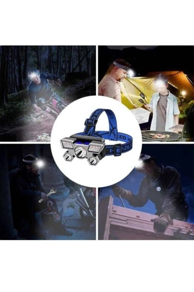 5 LED Far Şarj Edilebilir Güçlü Kafa Lambası Kamp Lambası 4 Modlu - Lisinya