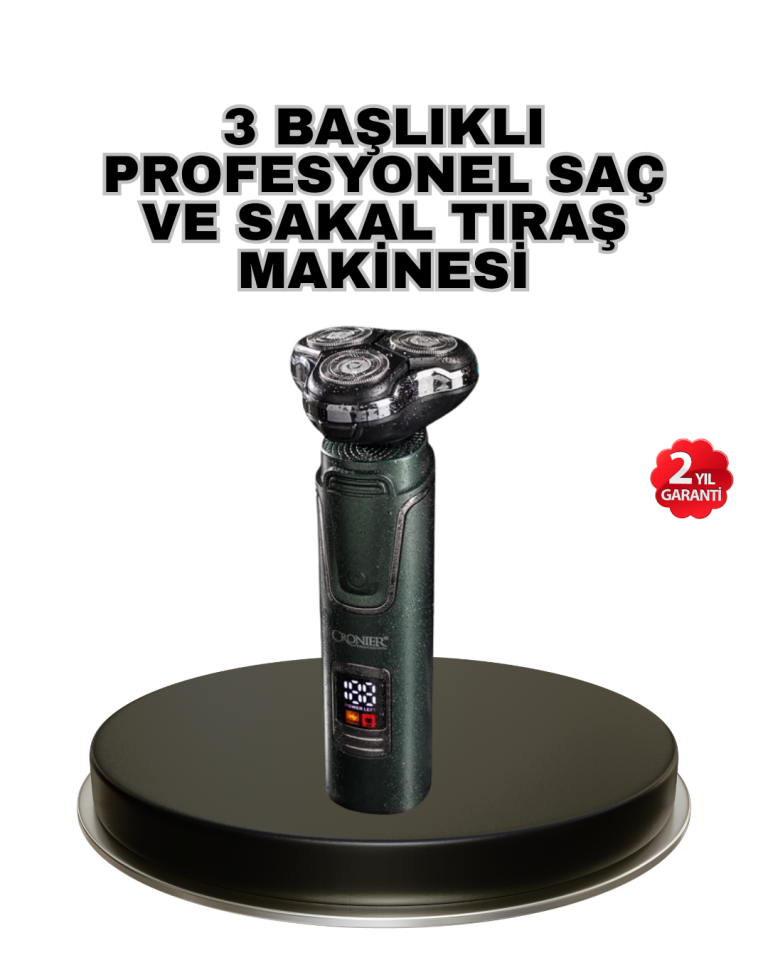 Kablosuz Profesyonel Erkek Bakım Seti – 3 Başlıklı, 3D Akıllı Kesim, Taşınabilir - Lisinya