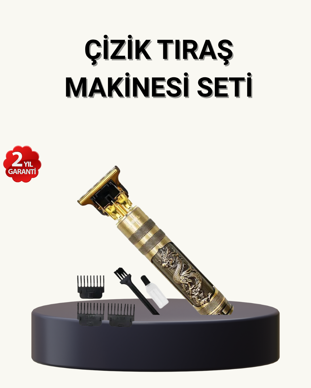 Profesyonel Çizik Tıraş Makinesi – T Çelik Bıçaklı, 120 Dakika Şarjlı Kullanım, 3 Başlıklı