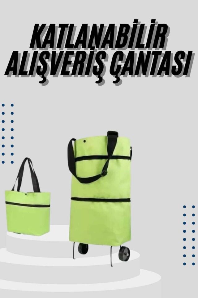 Katlanabilir Tekerlekli Çantalı Çarşı Pazar Arabası Alışveriş Çantası Piknik Çantası - Lisinya