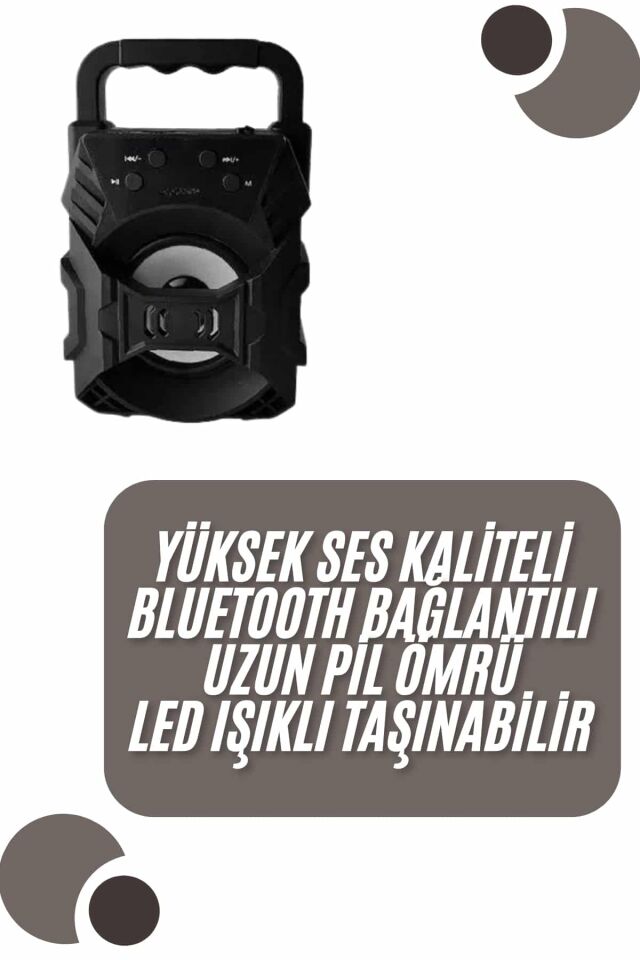 Kablosuz Bluetooth Hoparlör Ses Bombası RGB Işıklı Taşınabilir Yüksek Ses Kaliteli - Lisinya