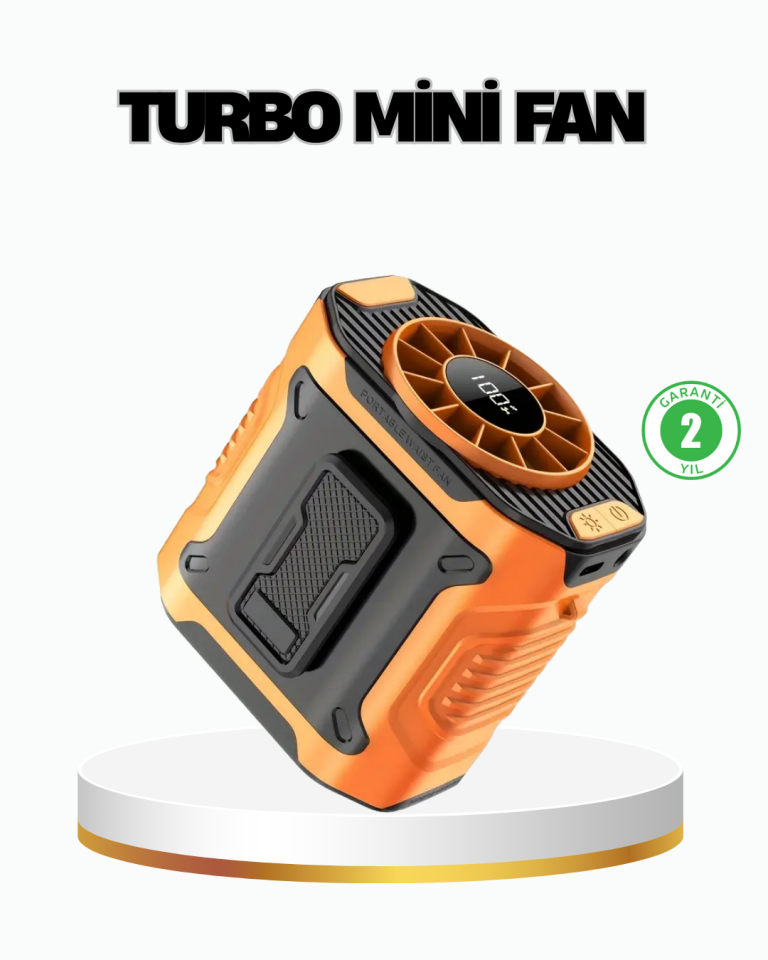 Turbo Mini Taşınabilir Fan – 100 Kademeli Dijital Hız Kontrolü ve Type-C Şarj - Lisinya