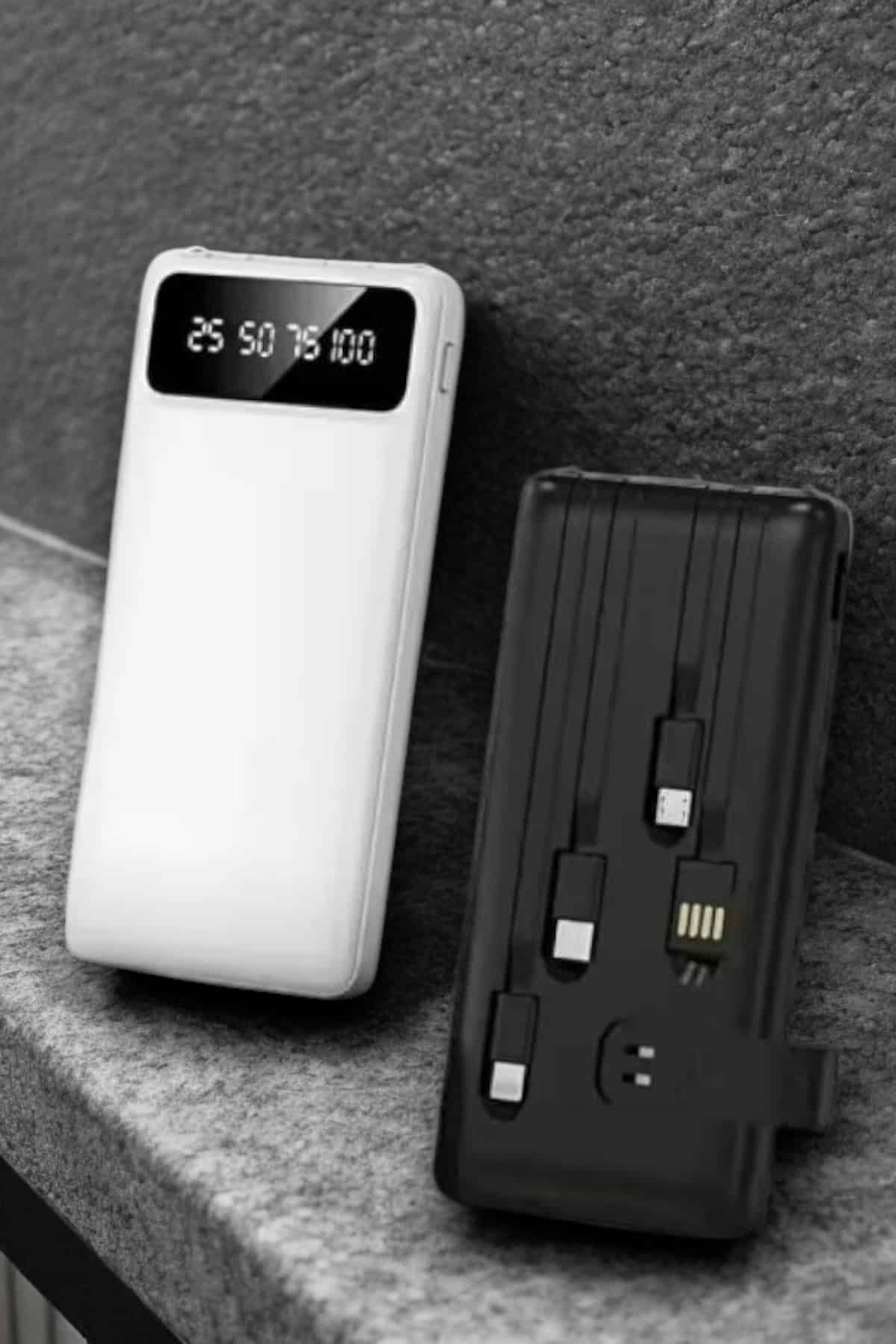 YamanHobi 20000 mAh Powerbank Beyaz LCD Ekranlı Hızlı Şarjlı