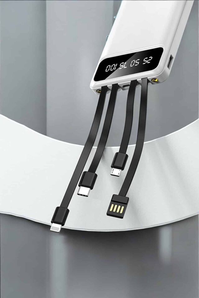 YamanHobi 20000 mAh Powerbank Beyaz LCD Ekranlı Hızlı Şarjlı