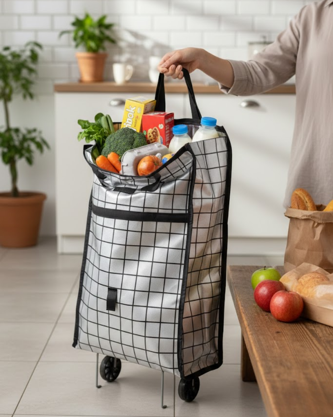 Sağlam Gövdeli Sessiz Tekerlekli Pazar ve Market Çantası - Lisinya