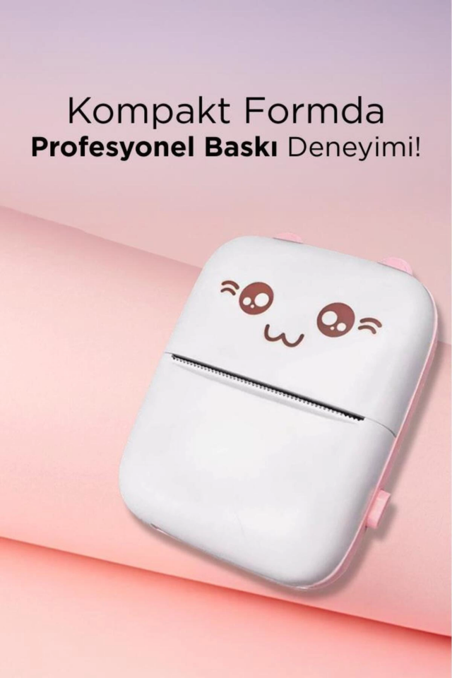 YamanHobi C9 Mini Termal Yazıcı Kablosuz Telefon Uyumlu Taşınabilir Pembe