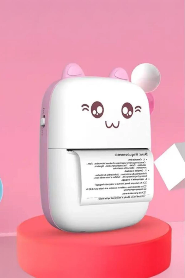 C9 Pembe Mini Yazıcı Taşınabilir Termal Yazıcı Kablosuz Bağlantı AP Kontrol Cep Yazıcısı ( Lisinya )