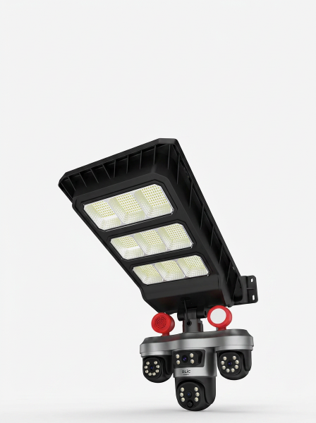 Solar Panelli Akıllı Güvenlik Kamerası LED Projektörlü