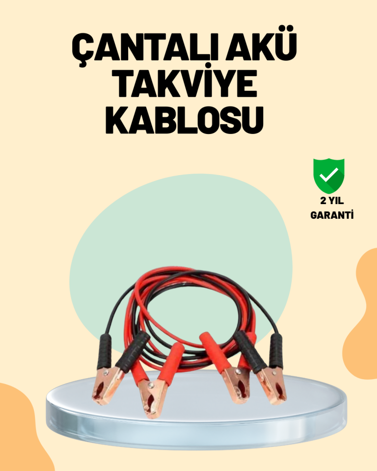 1200 Amper Jumper Kablo 2 Metre Bakır Uçlu Araç Takviye Seti - Lisinya