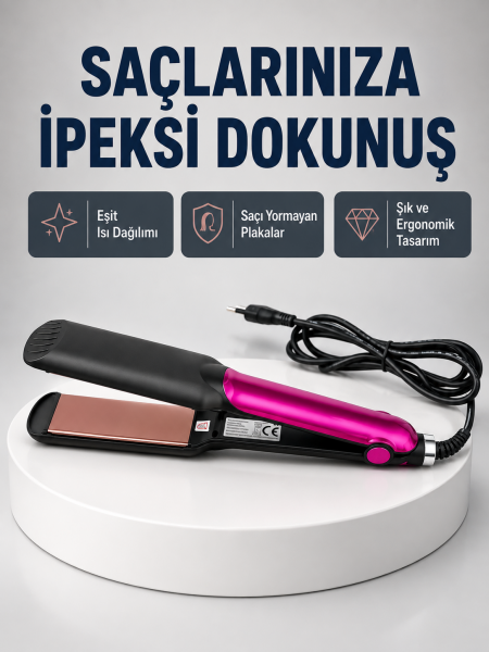 Profesyonel İyon Teknolojili Saç Düzleştirici – 220°C Hızlı Isınma ve LED Ekranlı Tasarım - Lisinya