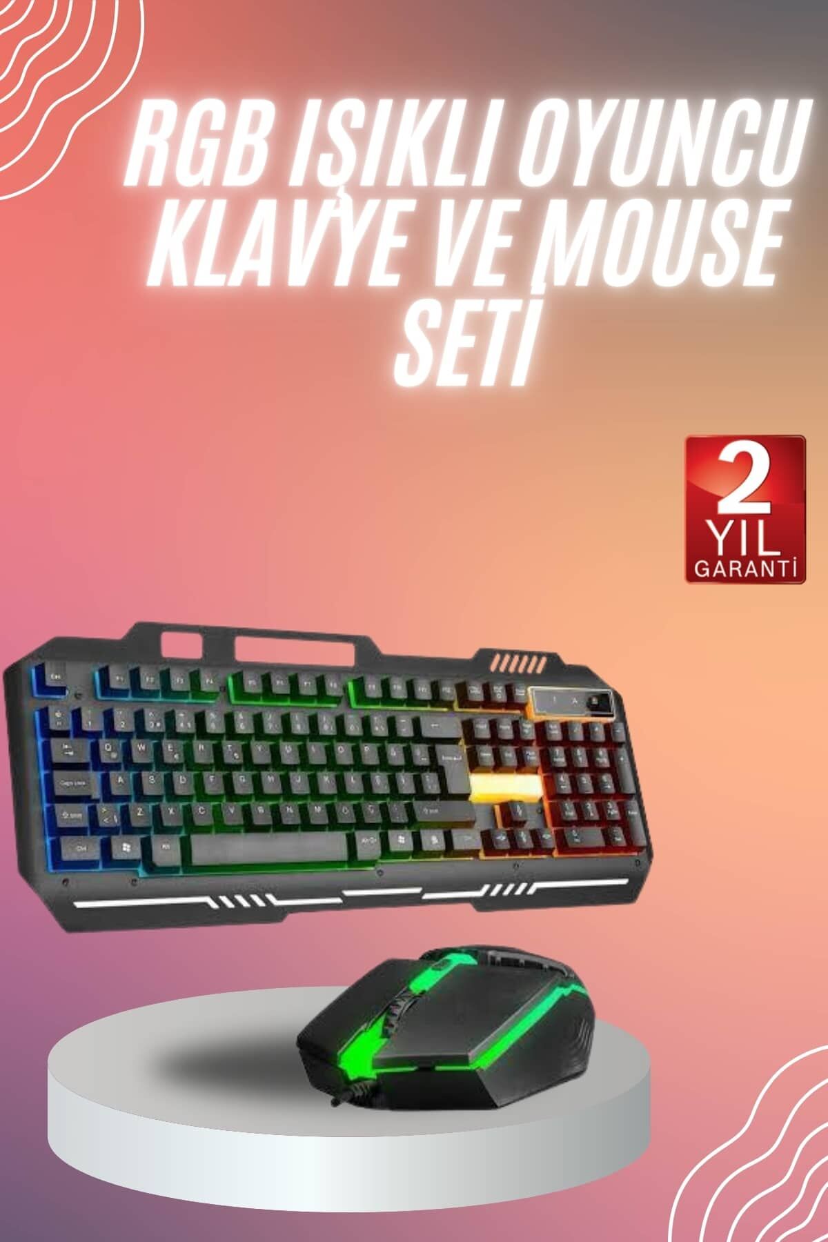 RGB Işıklı Gaming Oyuncu Klavye Q Klavye Mouse Hediyeli - YamanHobi