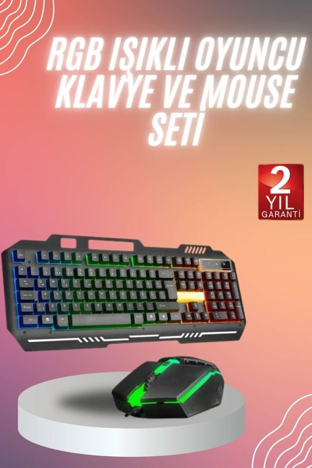 RGB Işıklı Gaming Oyuncu Klavye Q Klavye Mouse Hediyeli - YamanHobi