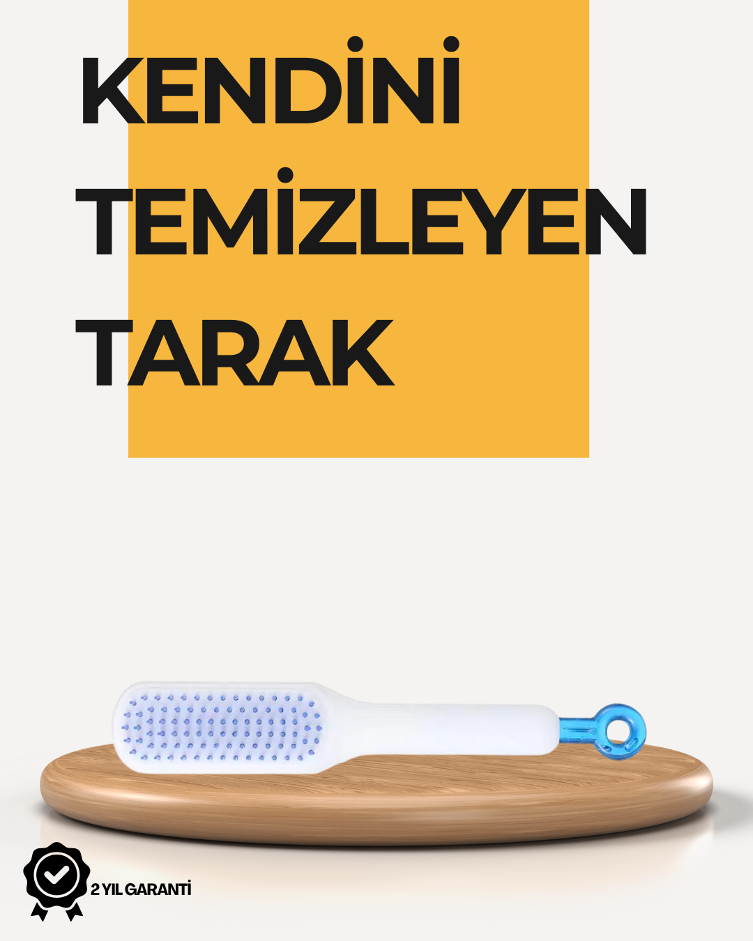 Kendi Kendini Temizleyen Saç Tarağı – Anti-Statik, Silikon Uçlu, ABS Malzeme, 22x4 cm - Lisinya