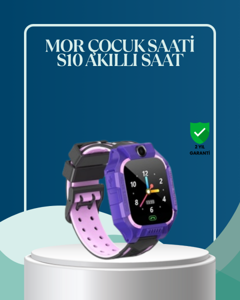 S10 Mor Çocuk Takip Saati Elektronik Bariyer ve Sesli Mesaj Destekli
