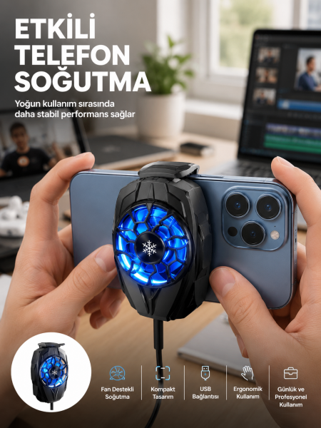 Telefon Soğutucu Fan Güçlü Motor Radyatör Cep Telefon Soğutma - Lisinya