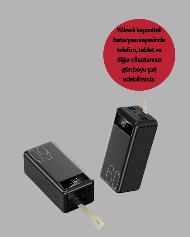 LED Ekranlı Çok Fonksiyonlu Taşınabilir Şarj Ünitesi Powerbank - Lisinya