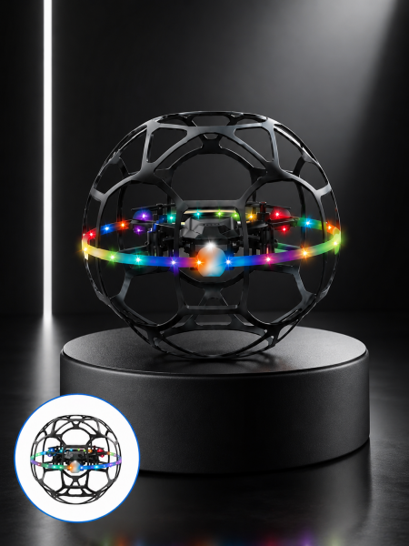 El Hareketi Kontrollü Futbol Topu Tasarımlı Drone LED Işıklı