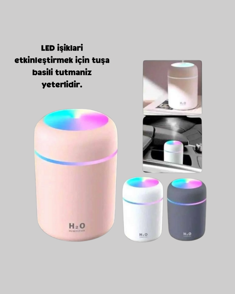 Taşınabilir USB Mini Nemlendirici – LED Aydınlatmalı, Çift Püskürtme Modu