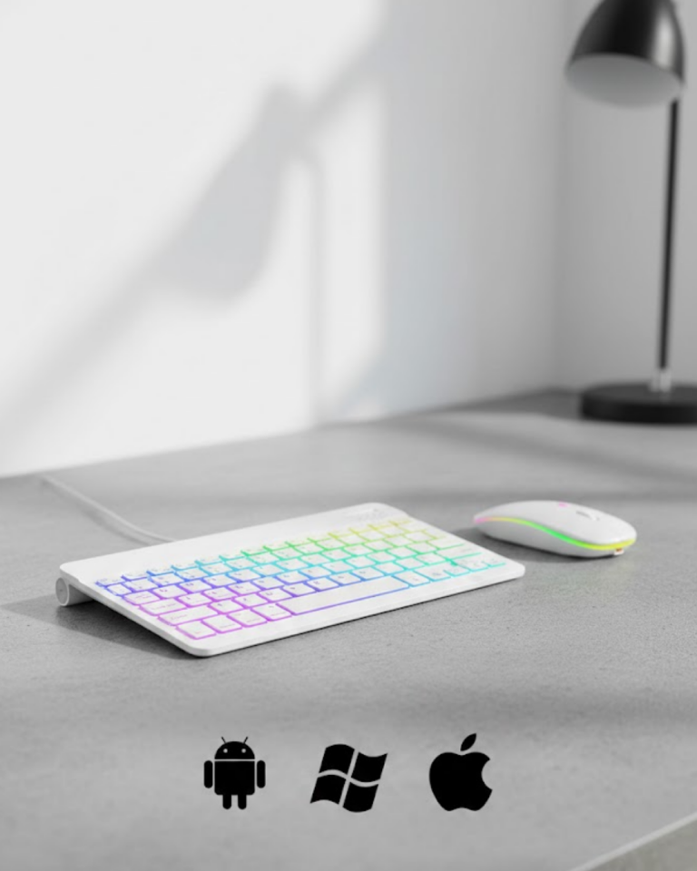 Türkçe Q Aydınlatmalı Klavye Mouse Seti Kablosuz Bluetooth Destekli - YamanHobi