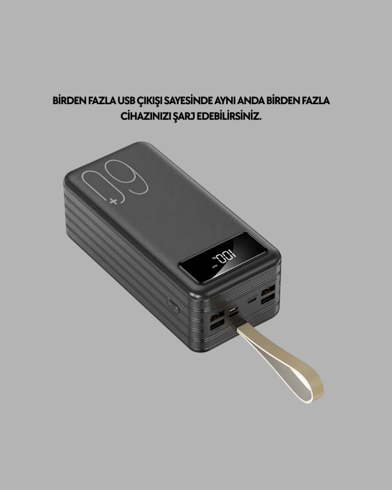 Tüm Cihazlarla Uyumlu LED Fenerli 4 Çıkışlı Powerbank - Lisinya