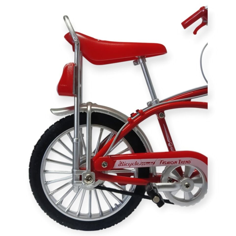 Model Araçlar -1:8 Metal Retro Pinokyo Bisiklet - Die -Cast 17 cm - Kırmızı (Lisinya)