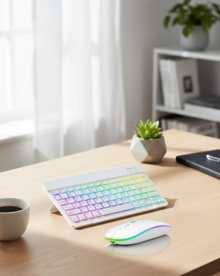Aydınlatmalı Kablosuz Klavye Mouse Seti Bluetooth Bağlantılı-YamanHobi
