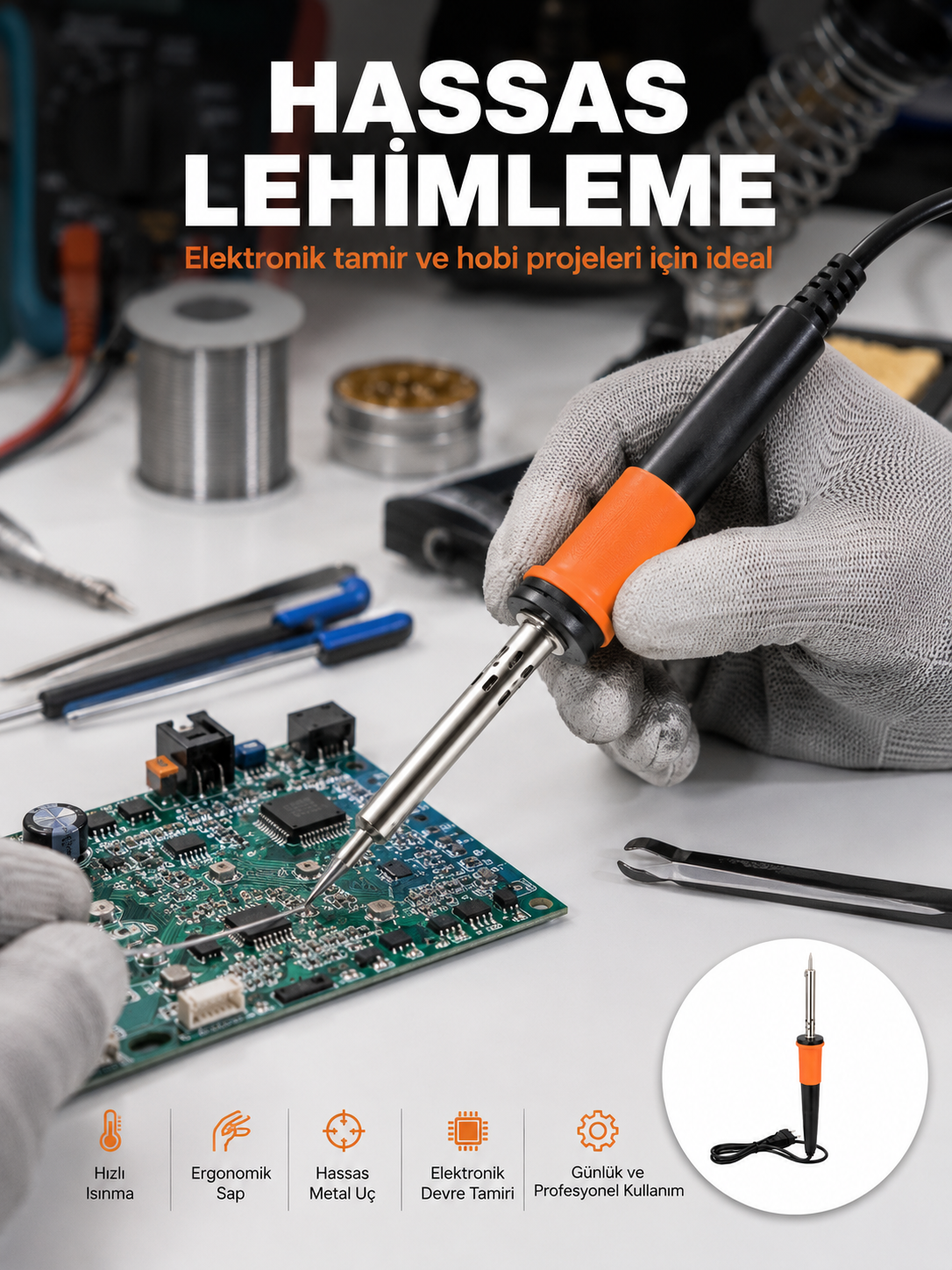 Güvenli Kullanım Sağlayan Isı Yalıtımlı Lehimleme Kalemi - Lisinya