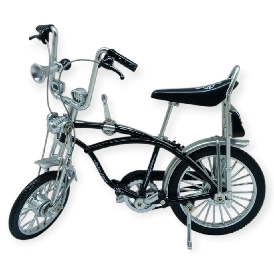 Model Araçlar -1:8 Metal Retro Pinokyo Bisiklet - Die -Cast 17 cm - Siyah (Lisinya)