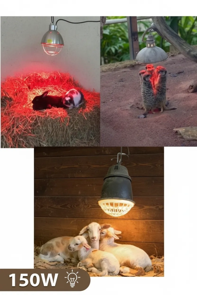 150W Kızılötesi (infrared) Isıtıcılı Hayvan Isıtma ve Kuluçka Lambası (Kırmızı Işık) E27 (Kalın Duy) ( Lisinya )