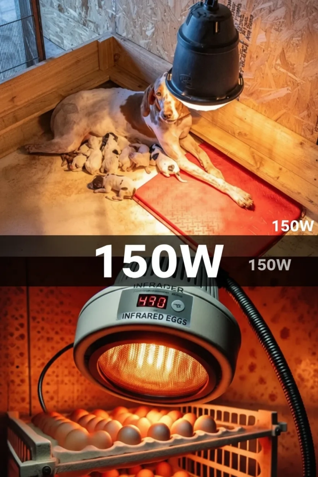 150W Kızılötesi (infrared) Isıtıcılı Hayvan Isıtma ve Kuluçka Lambası (Kırmızı Işık) E27 (Kalın Duy) ( Lisinya )