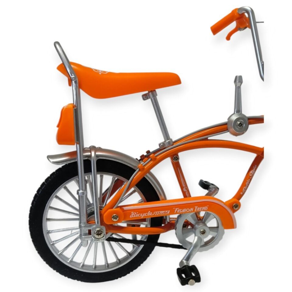 Model Araçlar - 1:8 Metal Retro Pinokyo Bisiklet - Die -Cast 17 cm - Turuncu (Lisinya)