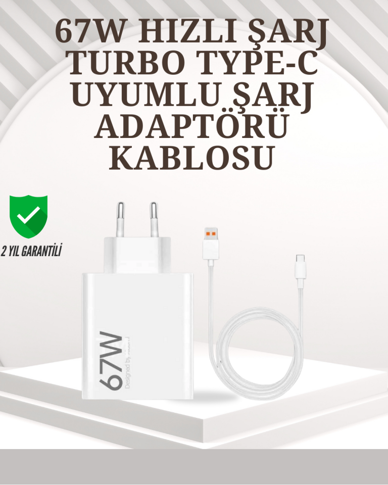 Type-C Uyumlu 67W Turbo Hızlı Şarj Aleti Akıllı Koruma Sistemli - Lisinya