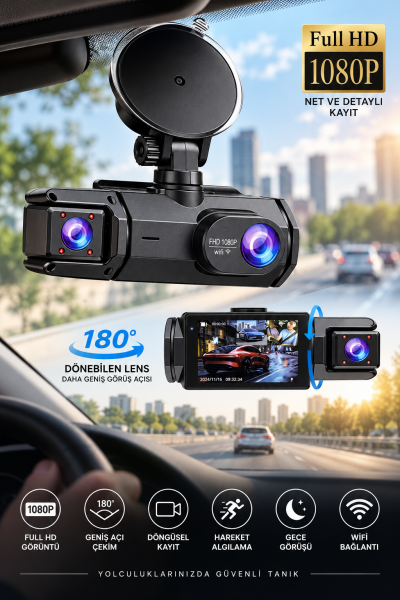 Full HD 1080P Gece Görüşü WiFi Bağlantı 180° Geniş Açı