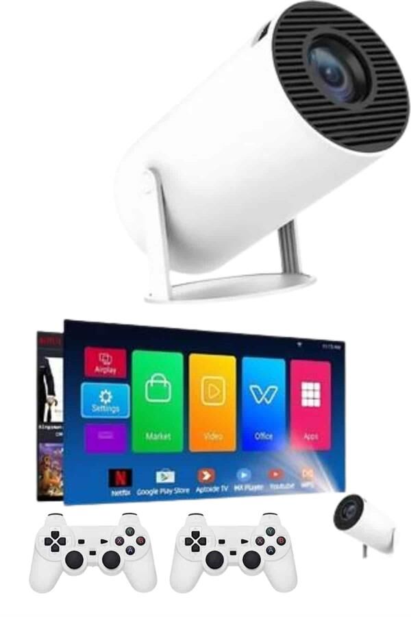 Projeksiyon Cihazı Video Oyun Konsolu Projektör Taşınabilir Ayaklı Çift Kollu 4K Çözünürlüklü - Lisinya