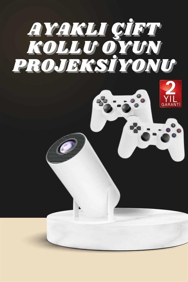 Projeksiyon Cihazı Video Oyun Konsolu Projektör Taşınabilir Ayaklı Çift Kollu 4K Çözünürlüklü - Lisinya