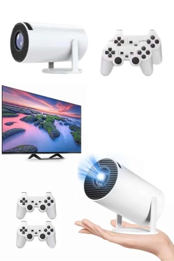 Projeksiyon Cihazı Video Oyun Konsolu Projektör Taşınabilir Ayaklı Çift Kollu 4K Çözünürlüklü - Lisinya