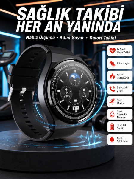 En Çok Tercih Edilen Akıllı Saat Amoled Ekran Nabız Sensörü GPS Uyumlu Adımsayar - Lisinya