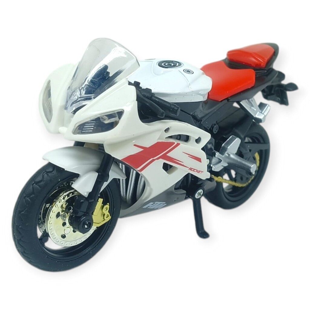 1:18 Ölçekli Model Standlı Motosiklet - Beyaz-Kırmızı (Lisinya)