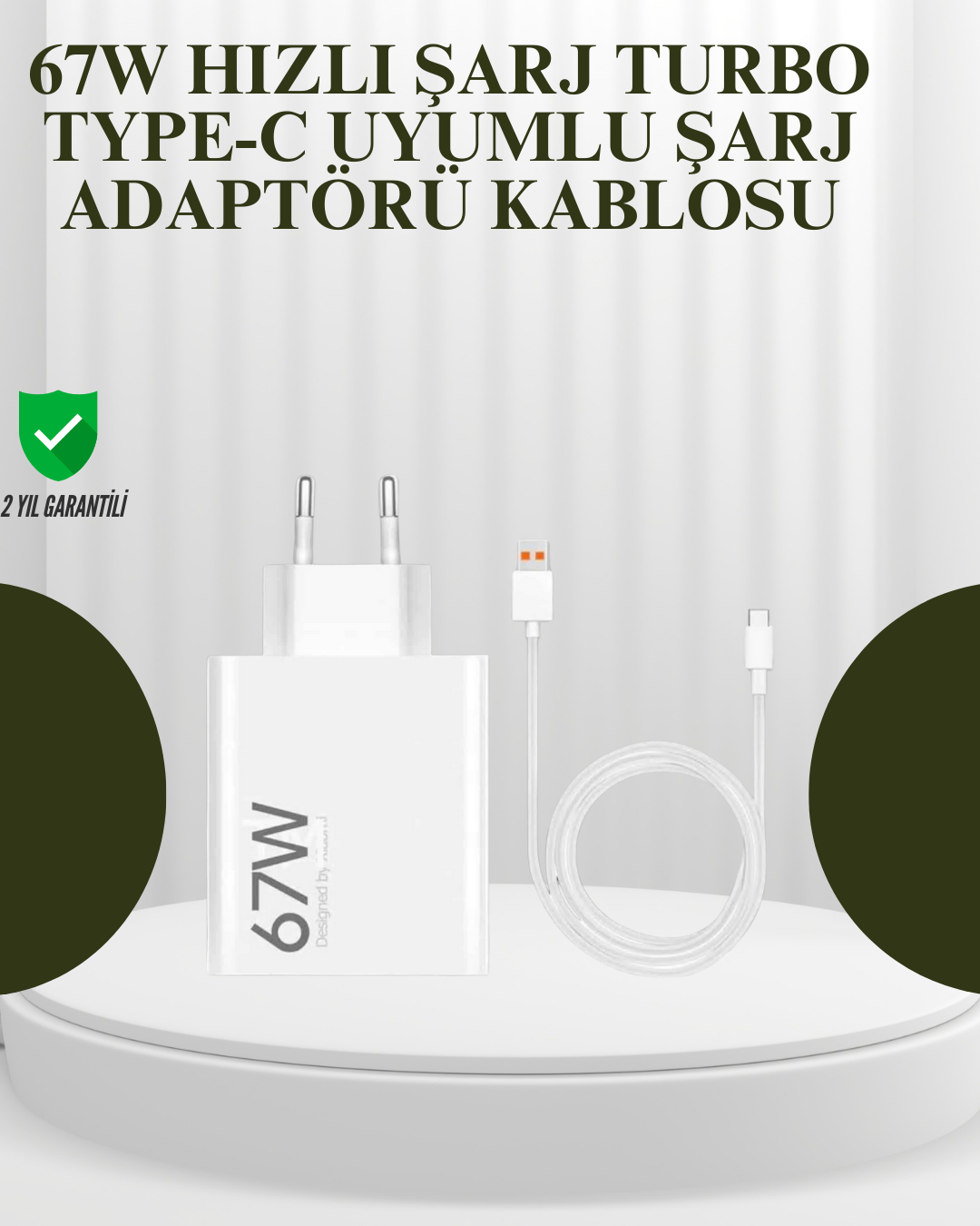 67W Güçlü Şarj Adaptörü ve Turbo Kablo Uzun Ömürlü Dayanıklı Tasarım - Lisinya