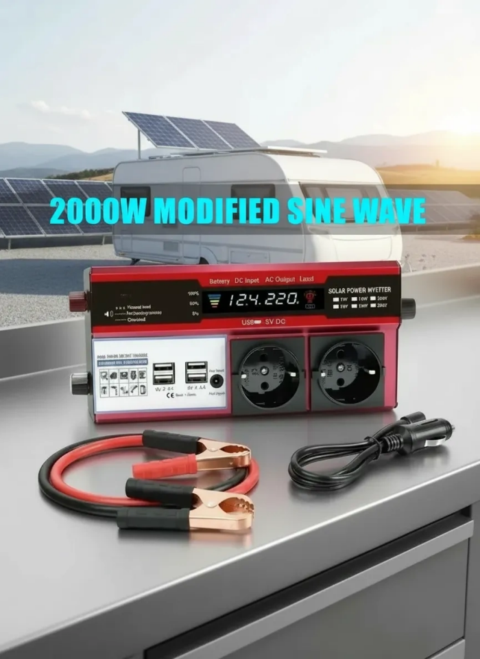 12v 2000w Modifiye Sinüs İnverter Araç Ve Güneş Enerjisi Uyumlu, Çift Usb, Çift Priz Ve Çakmaklık Lisinya ( Lisinya )
