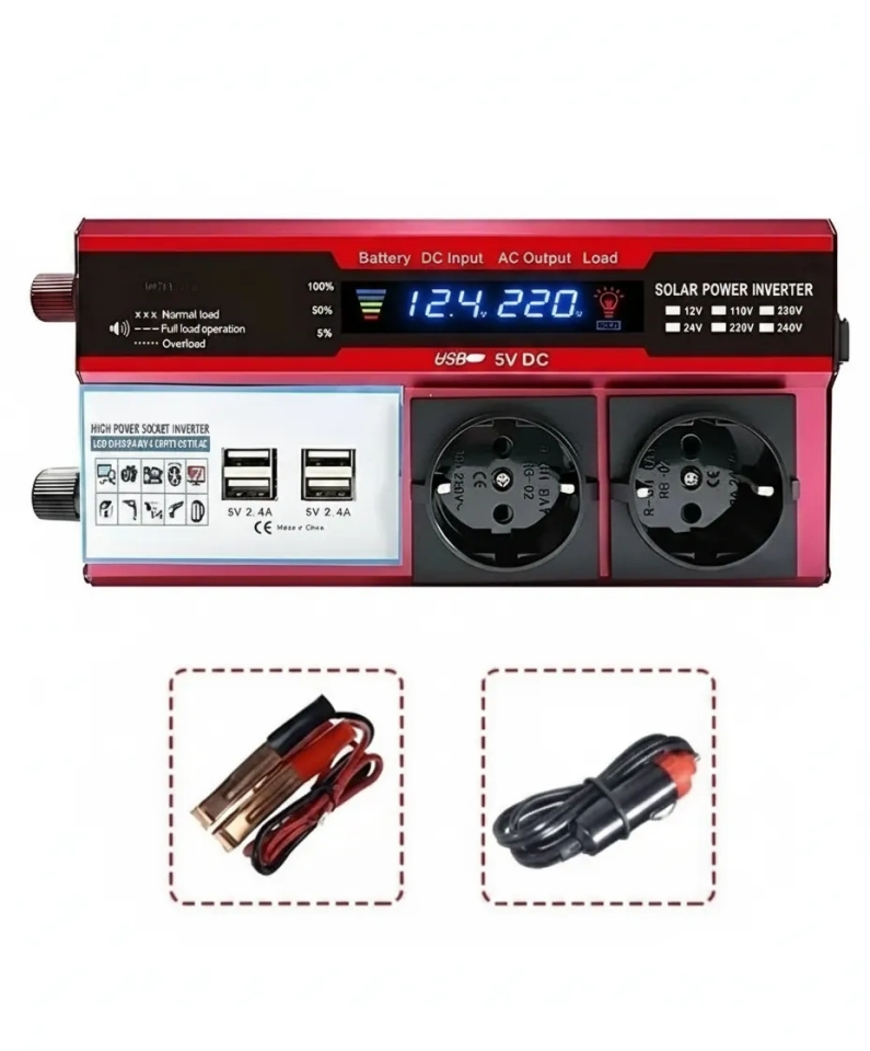 12v 2000w Modifiye Sinüs İnverter Araç Ve Güneş Enerjisi Uyumlu, Çift Usb, Çift Priz Ve Çakmaklık Lisinya ( Lisinya )